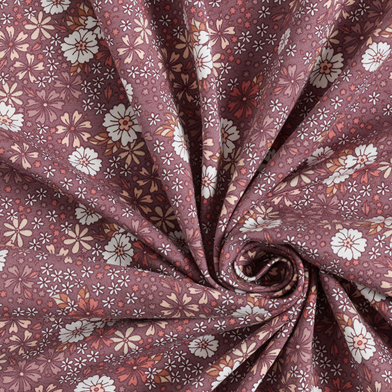 Jersey de algodão Prado de flores – rosa-velho escuro,  image number 3