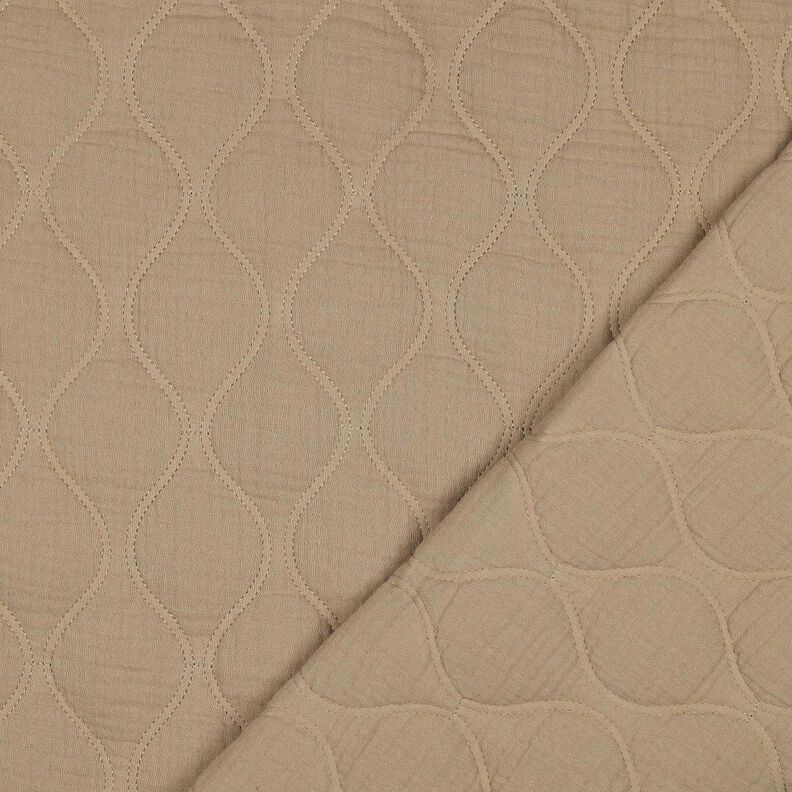 Tecido acolchoado Musselina Ondas – bege escuro,  image number 5