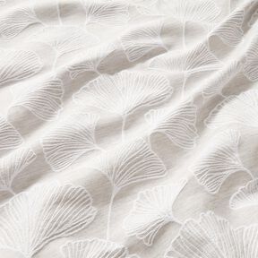 Tecido para decoração Jacquard Ginkgo grande – cinzento-névoa/marfim, 