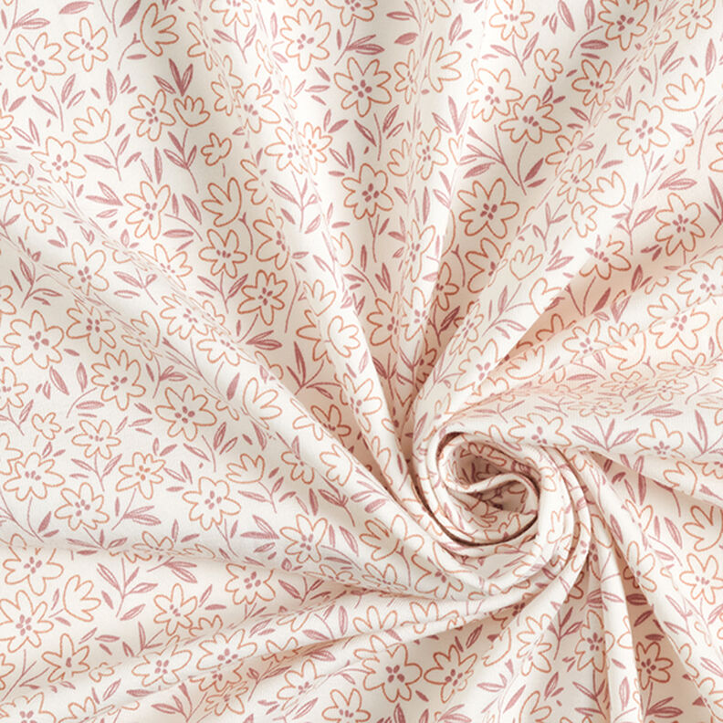 Jersey de algodão Florzinhas desenhadas  – branco sujo,  image number 3