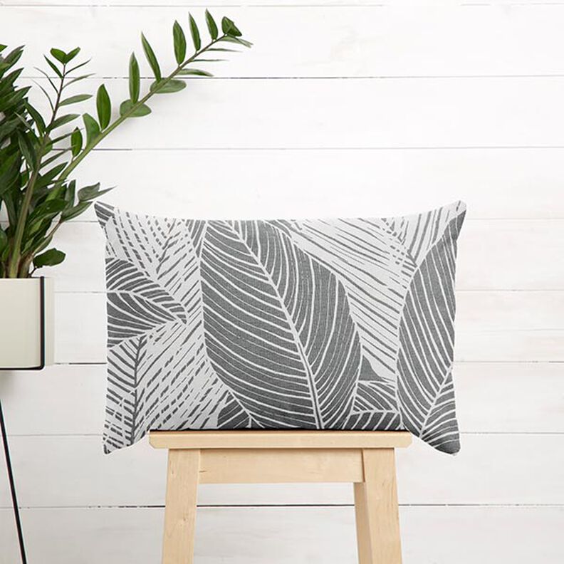 Tecido para decora&ccedil;&atilde;o Lona Folhas grandes &ndash; cinzento,  image number 8