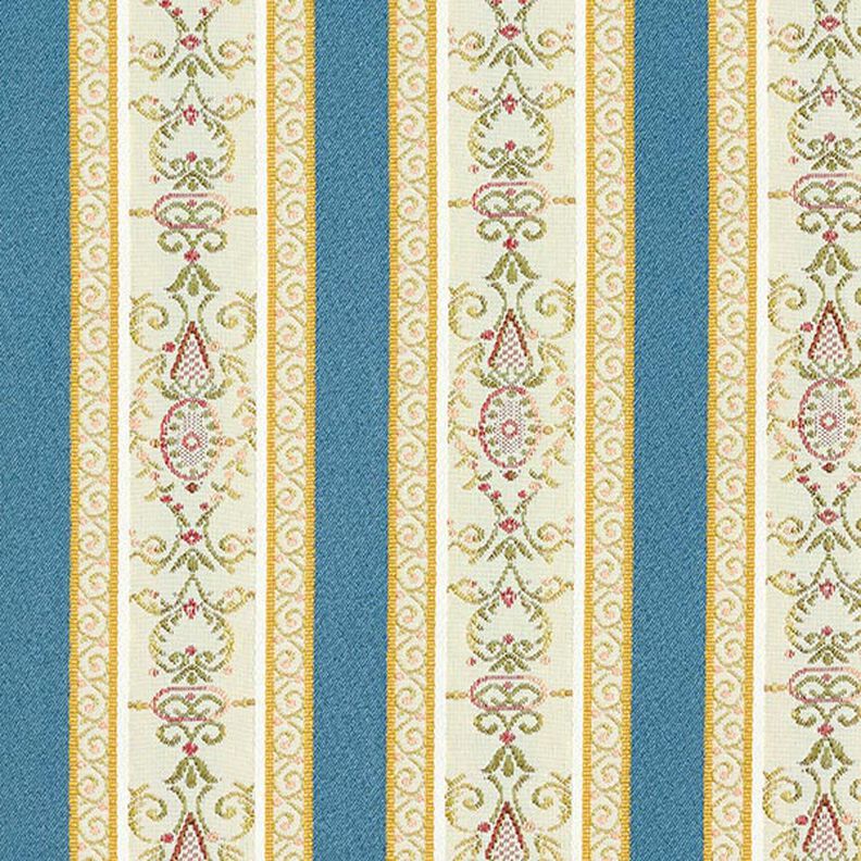Tecido para mobiliário Jacquard Biedermeier Riscas – creme/azul,  image number 1