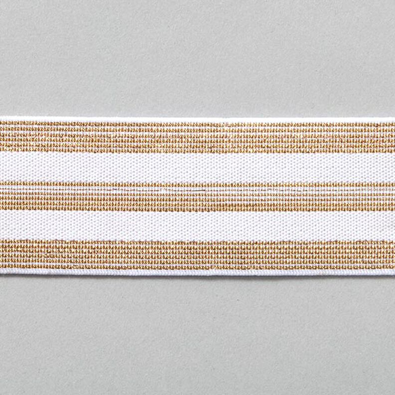 Elástico às riscas [40 mm] – branco/dourado,  image number 1