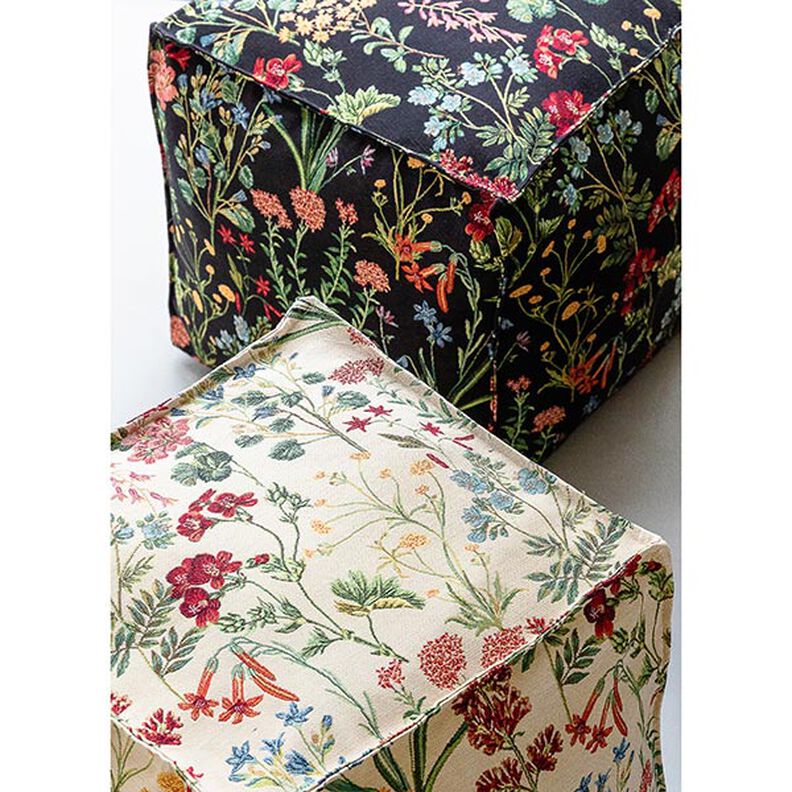 Tecido para decoração Gobelina Prado de flores – preto,  image number 6