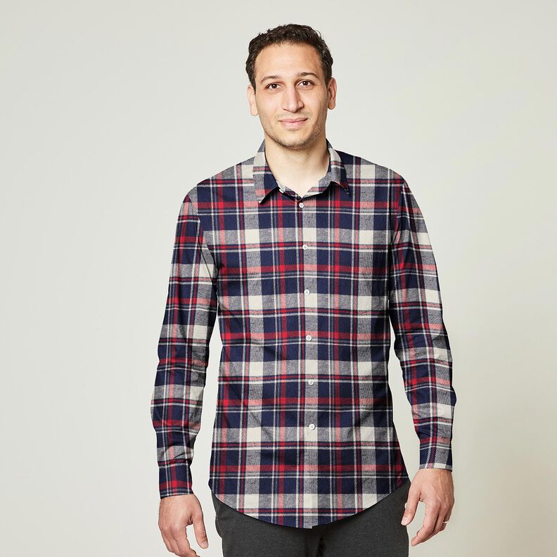 Flanela de algodão Xadrez – preto azulado/carmin,  image number 6