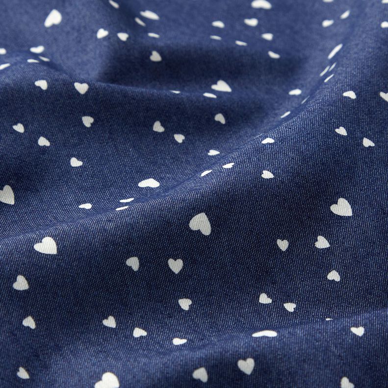 Chambray Pequenos corações – azul-marinho/branco sujo,  image number 2