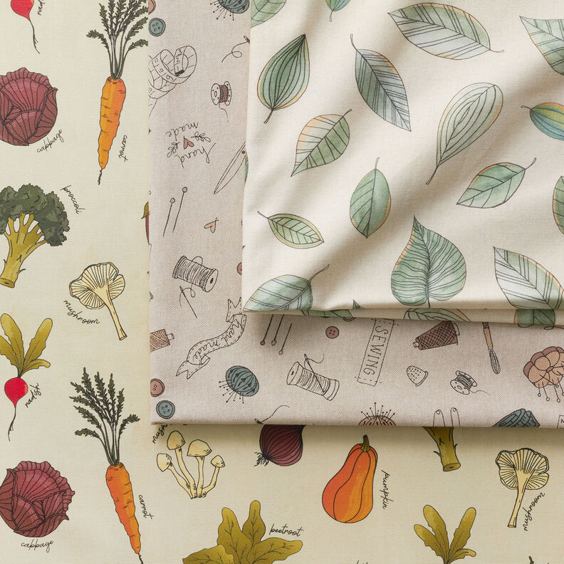 Tecido para decoração Meio linho Panamá Tipos de legumes – bege claro/bordeaux,  image number 6