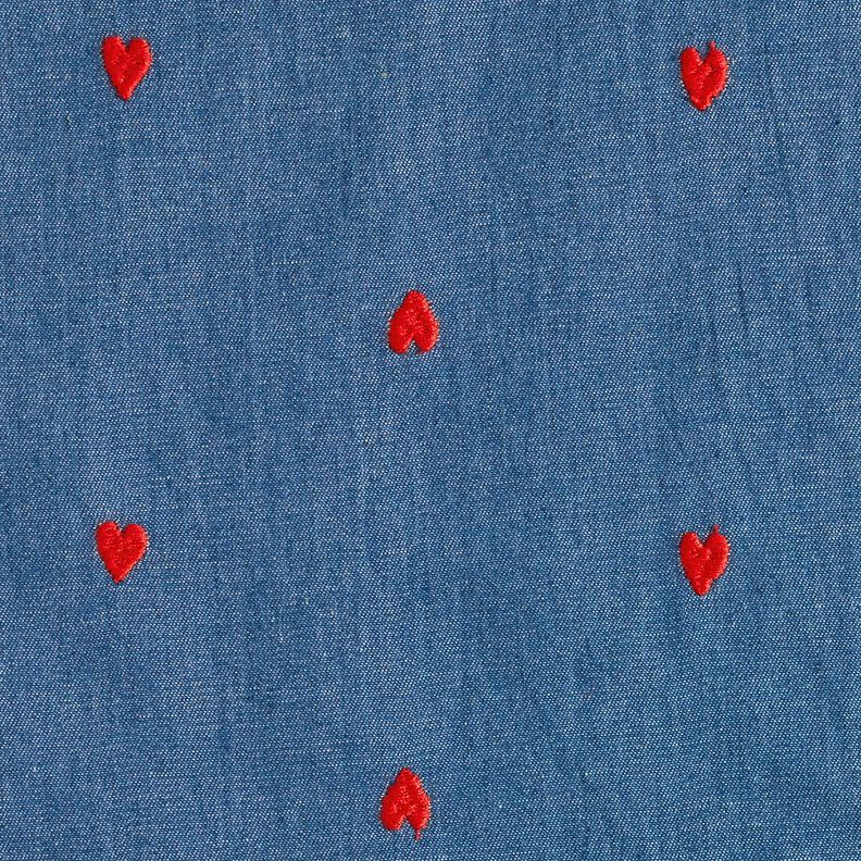 Chambray Corações bordados – azul ganga/vermelho-fogo,  image number 1
