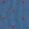 Chambray Corações bordados – azul ganga/vermelho-fogo,  thumbnail number 1
