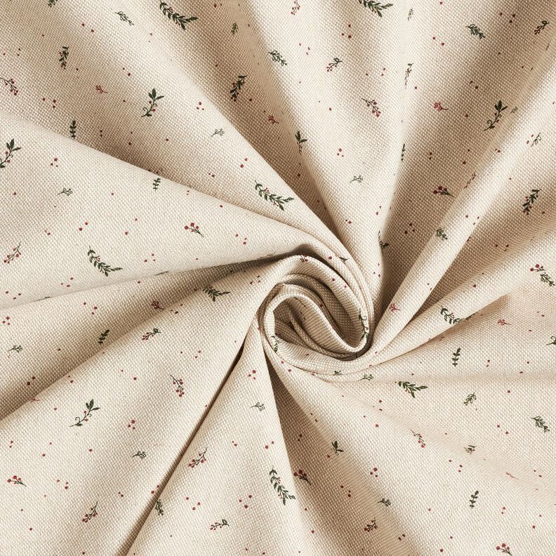 Tecido para decoração Meio linho Panamá Pequenas bagas de inverno – natural/carmin,  image number 3