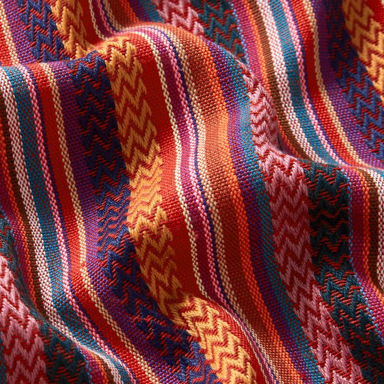 Tecido para decoração Jacquard Riscas Chevron – carmin/verde,  image number 2