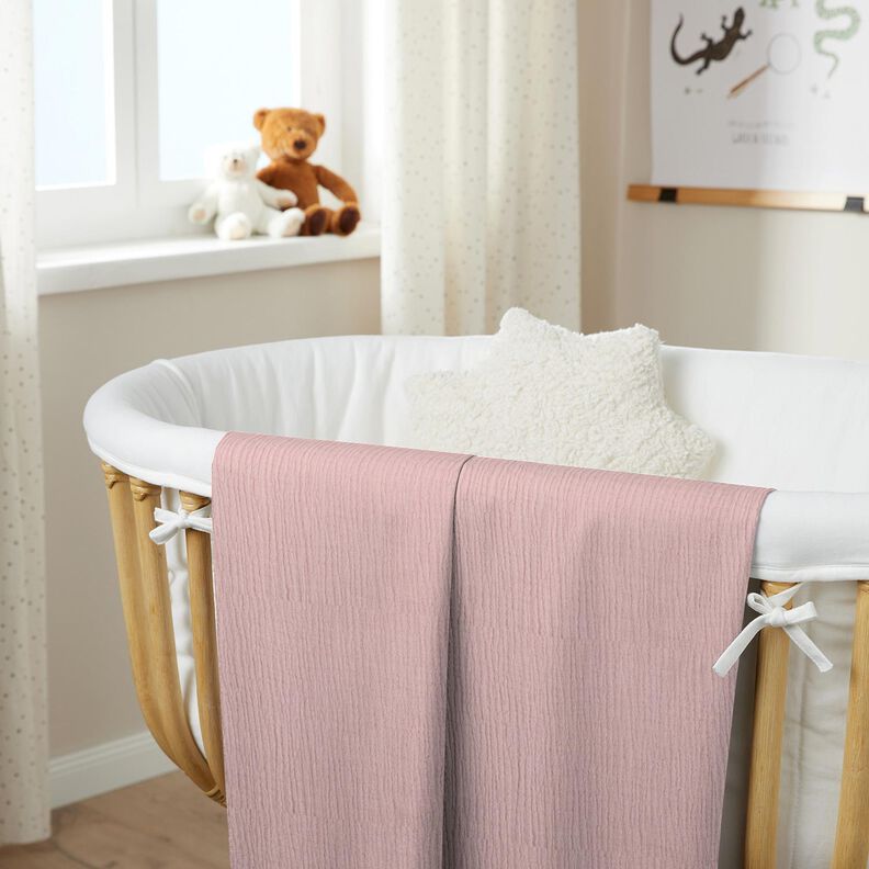 GOTS Musselina de algodão de três camadas – rosa-velho claro,  image number 8