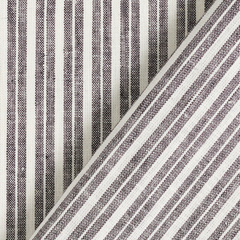 Mistura de linho e algodão Riscas largas – preto/branco sujo,  image number 4