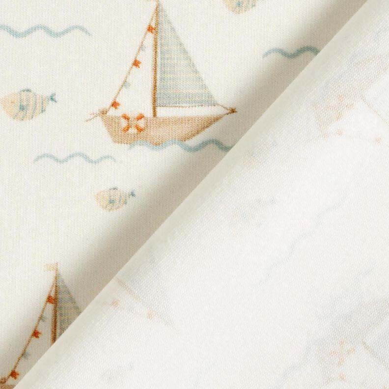 Jersey de algodão Veleiros e peixes Impressão Digital – branco sujo,  image number 4