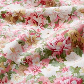 Popelina de algodão Flores românticas – rosa/bege, 