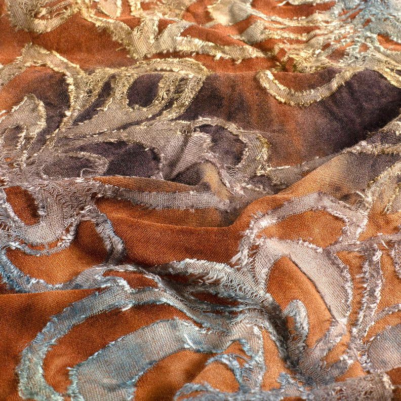 Jacquard Jersey Flores com batik – bordeaux/pedra cinzento,  image number 2