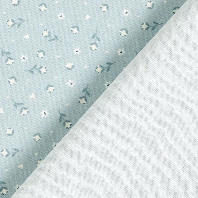 Tecido de algodão Popelina Florzinhas – azul-pomba,  image number 4