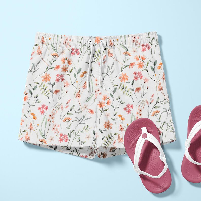 GOTS Jersey de algodão Prado de flores silvestres Impressão Digital – marfim,  image number 6