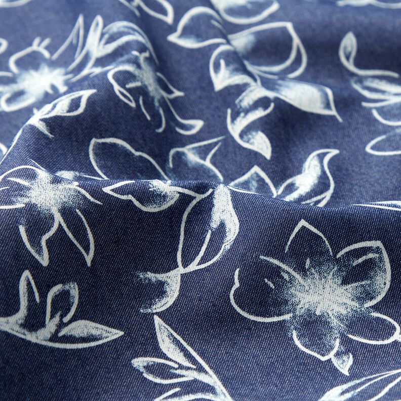 Chambray Flores de verão – azul-marinho/branco sujo,  image number 2