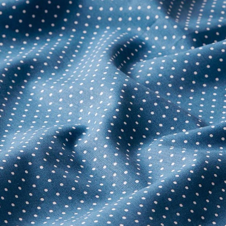 Popelina de algodão pintas pequenas – azul ganga/branco,  image number 2
