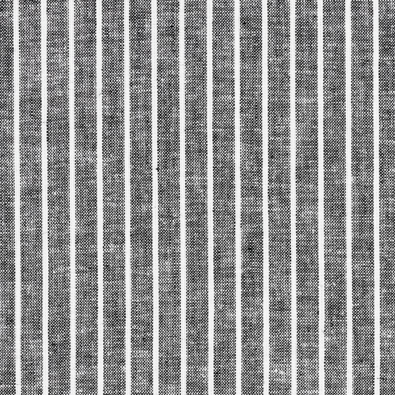 Mistura de linho e algodão Riscas largas – preto/branco,  image number 1