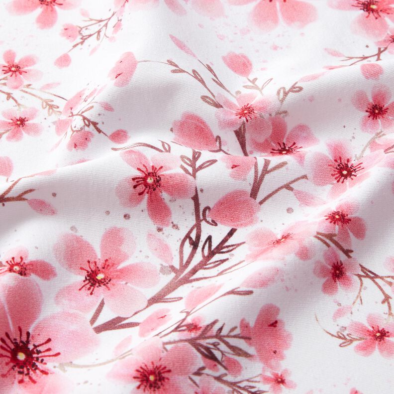 Jersey de algodão Flores de cerejeira | Glitzerpüppi – branco,  image number 1