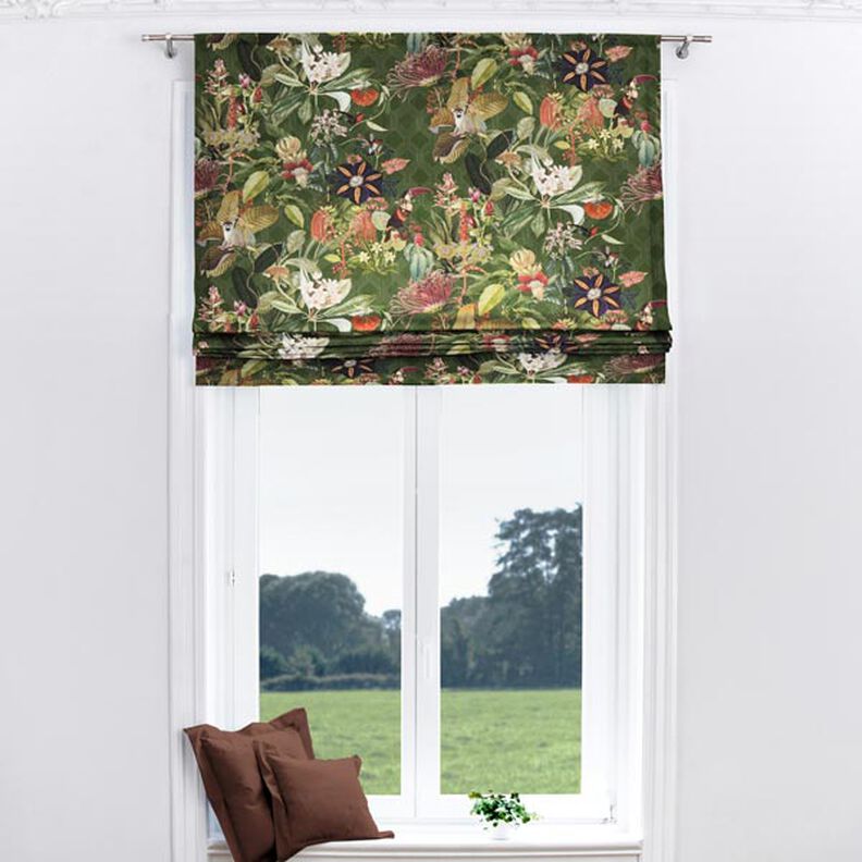 Tecido para decoração Meio linho Panamá Exótico – verde escuro,  image number 8