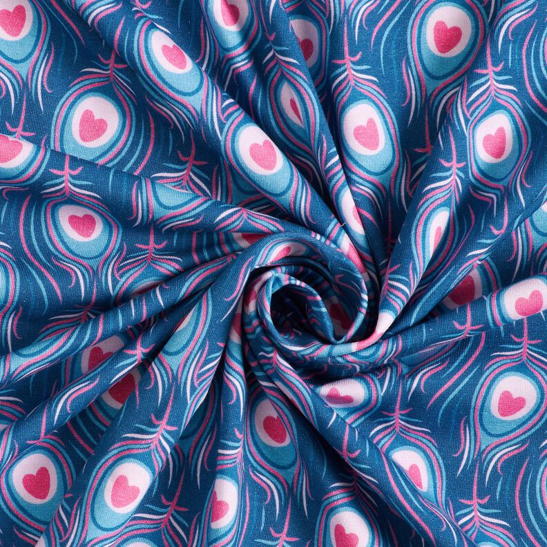 Jersey de algodão Pavo | Stoff&Liebe – azul real/rosa intenso,  image number 3