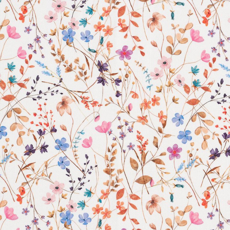 GOTS French Terry Sweat de verão Mar de flores secas Impressão Digital – marfim,  image number 1