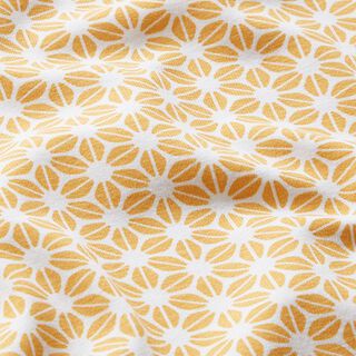 Jersey de algodão Padrão floral abstrato – branco sujo/amarelo-caril, 