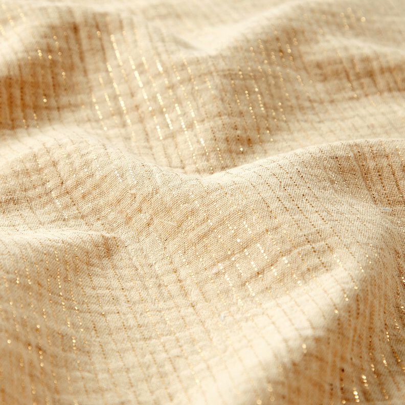Musselina/ Tecido plissado duplo Mix de linho Pintas brilhantes – creme,  image number 2