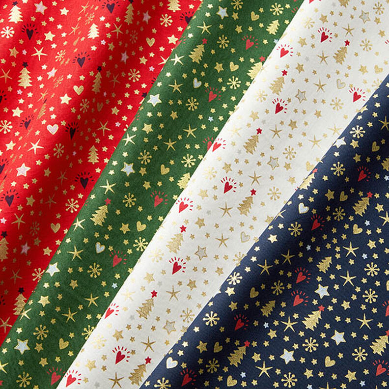 Tecido de algodão Popelina Corações e estrelas – branco sujo/dourado,  image number 5