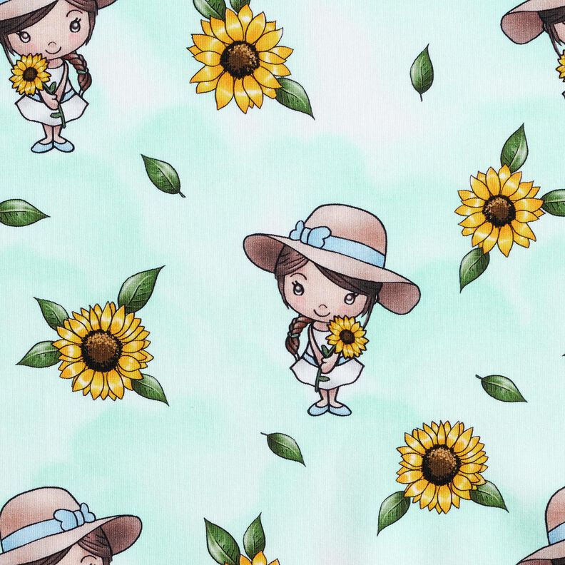 Jersey de algodão Girassóis Menina | Glitzerpüppi – azul-gelo/amarelo-sol,  image number 1