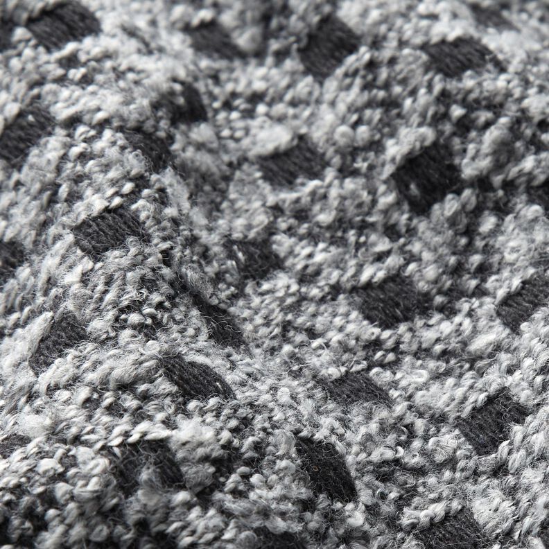 Tecido para sobretudos caixinhas – cinzento claro/preto,  image number 3