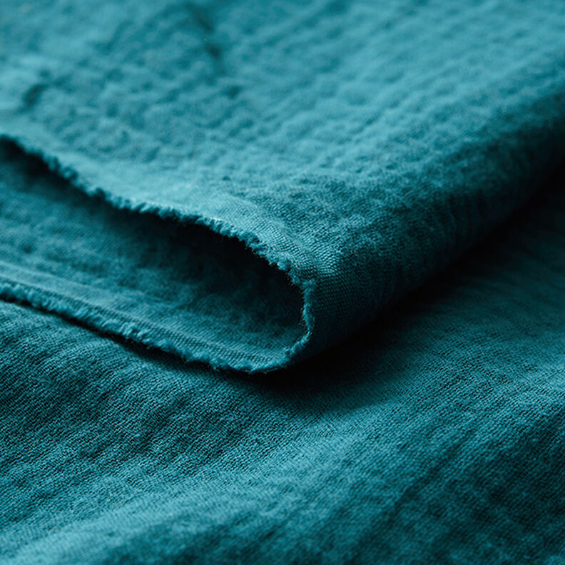 Musselina/ Tecido plissado duplo – azul petróleo,  image number 5