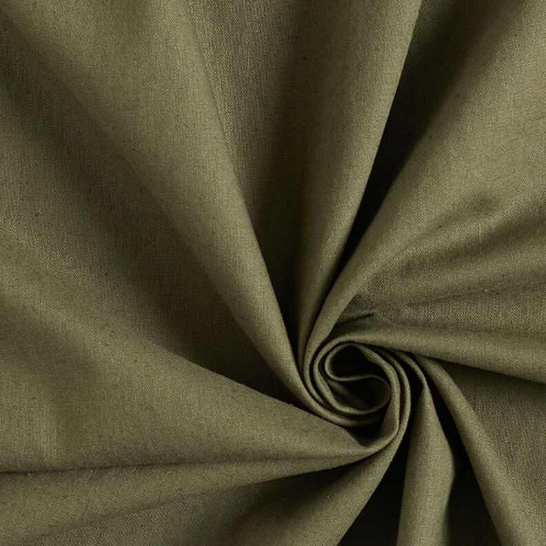 Mistura de linho e algodão Liso – oliva escura,  image number 1
