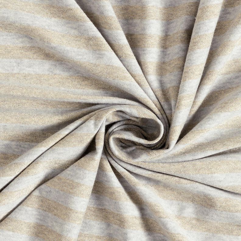 Jersey de algodão melange com riscas brilhantes – cinzento claro/ouro metálico,  image number 3