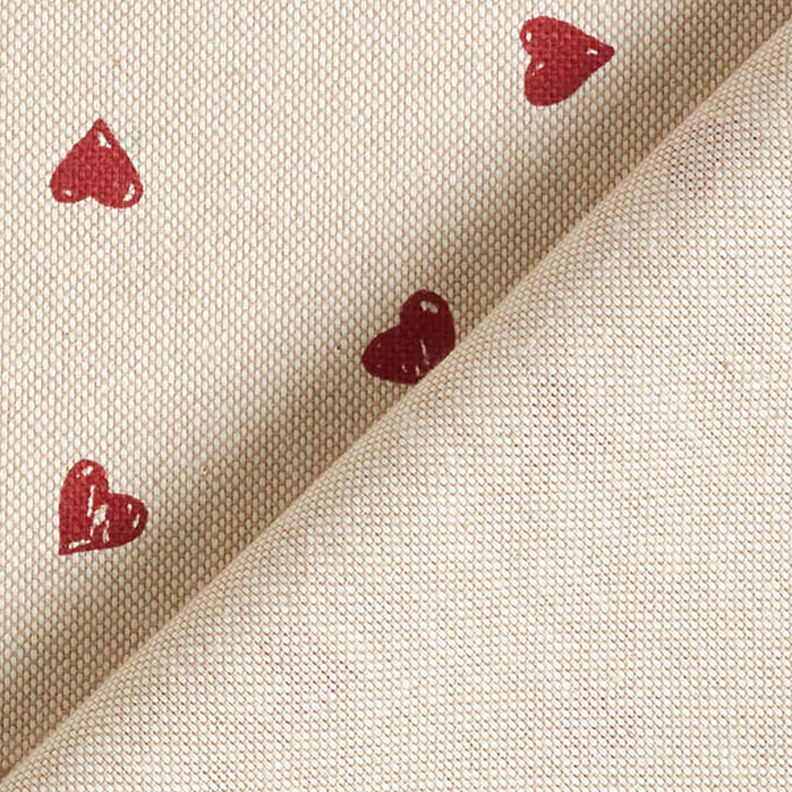 Tecido para decoração Meio linho Panamá Pequenos corações – carmin/natural,  image number 4