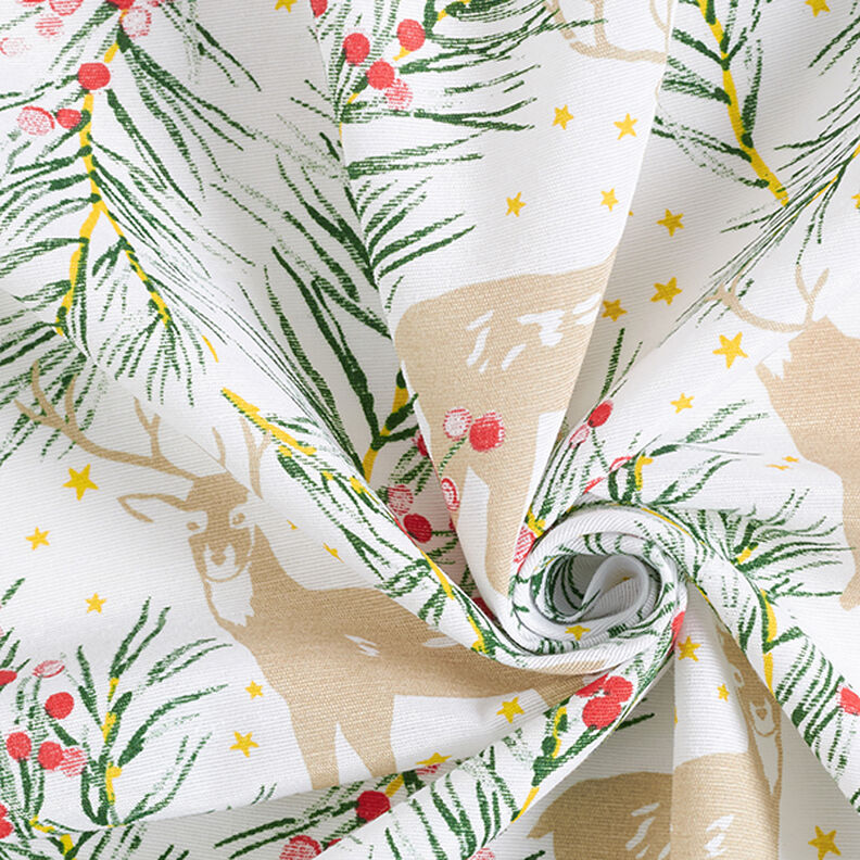 Tecido para decoração Lona Renas e ramos – branco,  image number 3