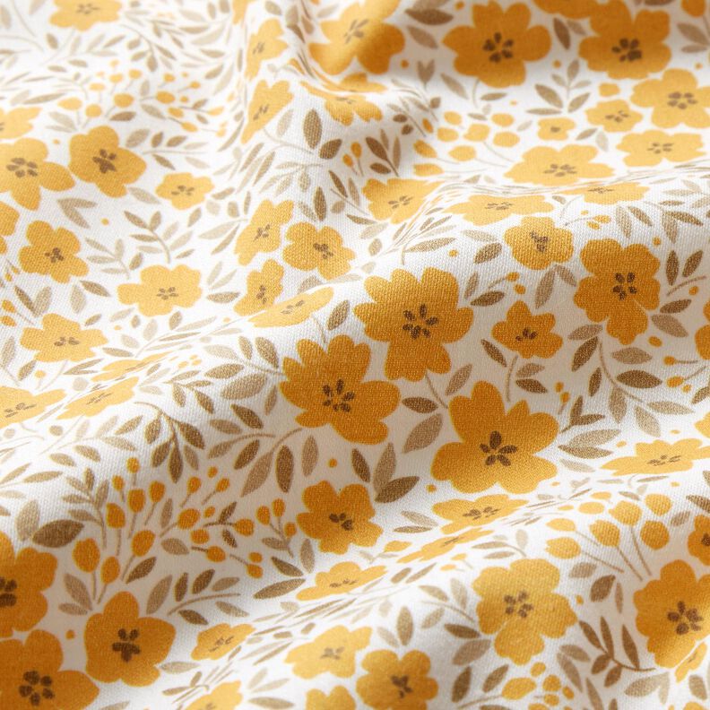 Tecido para decoração Cetim de algodão Mar floral – mostarda/branco,  image number 2