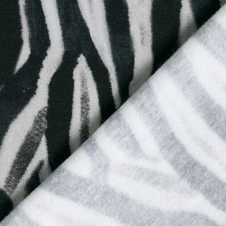 French Terry cardado Zebra impressão digital – preto/prateado,  image number 4
