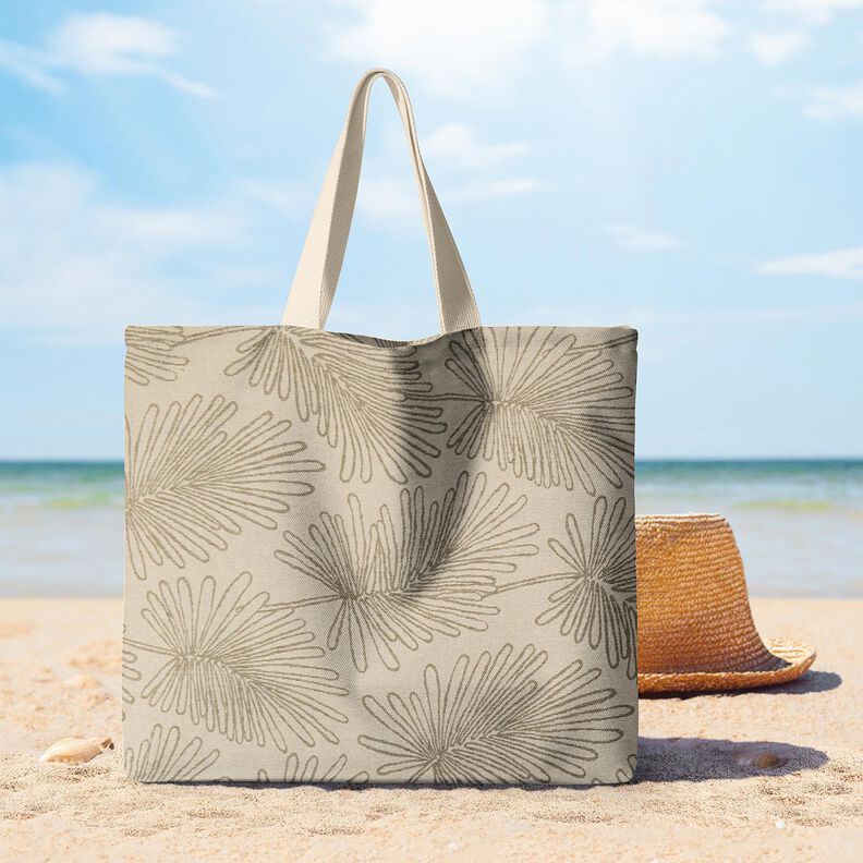 Tecido para decora&ccedil;&atilde;o Jacquard Contornos de folhas &ndash; natural,  image number 8