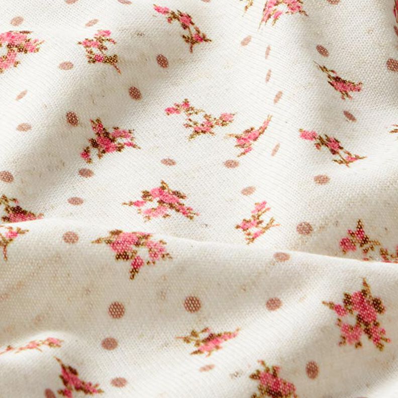 Tecido de malha fina Ramos de rosas – branco/pink,  image number 2