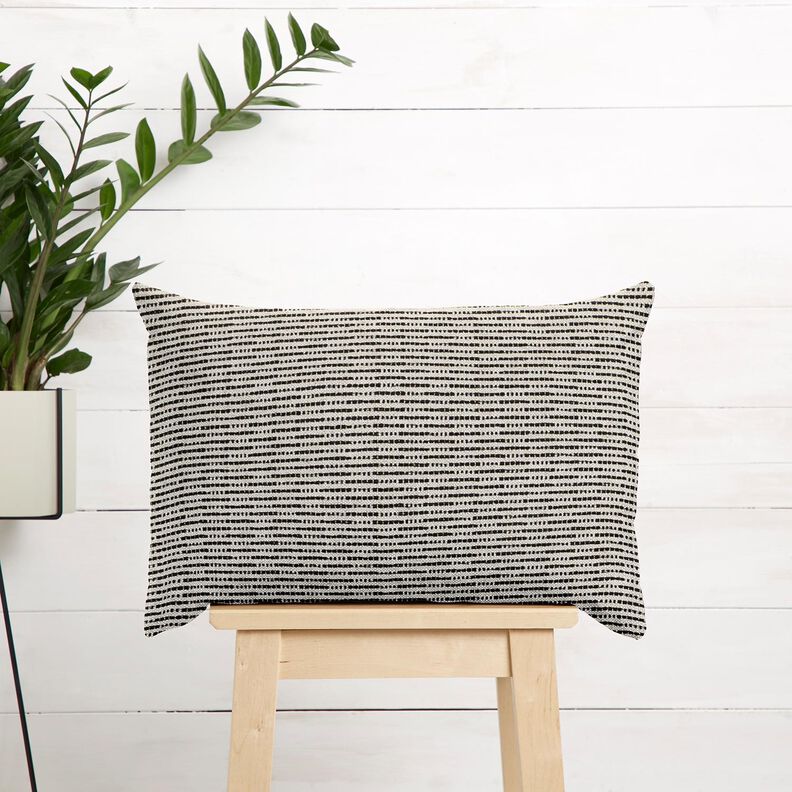 Tecido para decoração Jacquard Listras rústicas – preto/natural,  image number 6