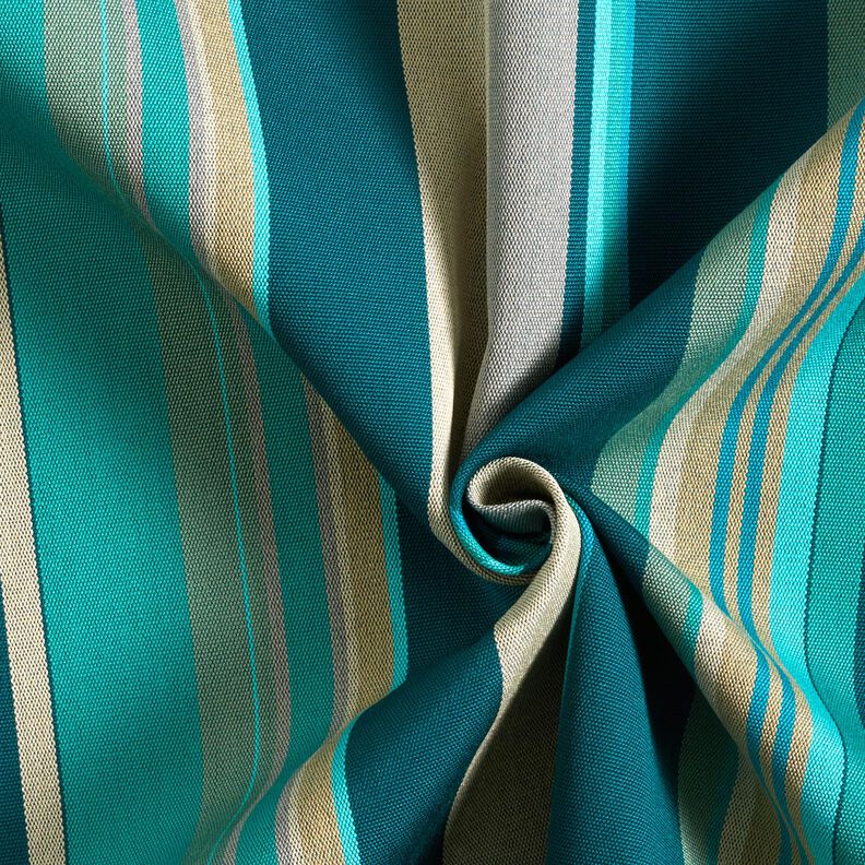 Tecido para exteriores Lona Riscas mistas – azul petróleo/anémona,  image number 3