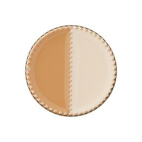 Botão metálico de poliéster Pé [ Ø23 mm ] – castanho claro/branco sujo, 