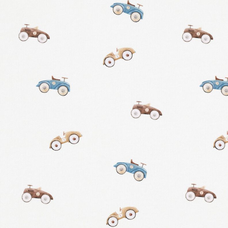 GOTS Jersey de algodão Carros de brinquedo Retro Impressão Digital – marfim,  image number 1