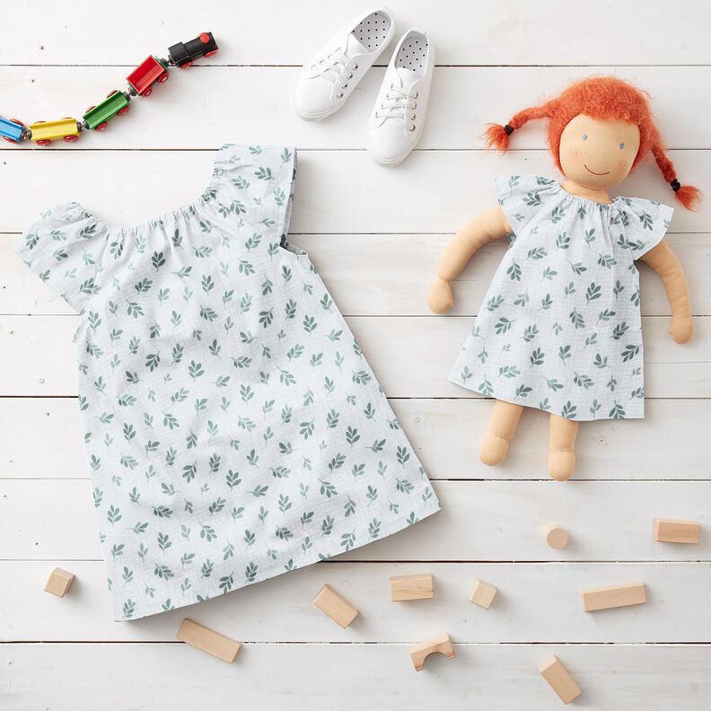 Musselina/ Tecido plissado duplo Ramos | Poppy Fabrics – branco/verde amarelado,  image number 5