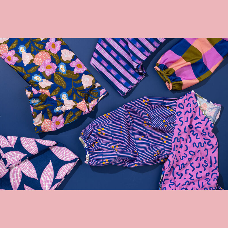 Cetim de algodão Riscas | Nerida Hansen – azul-marinho/pink,  image number 6