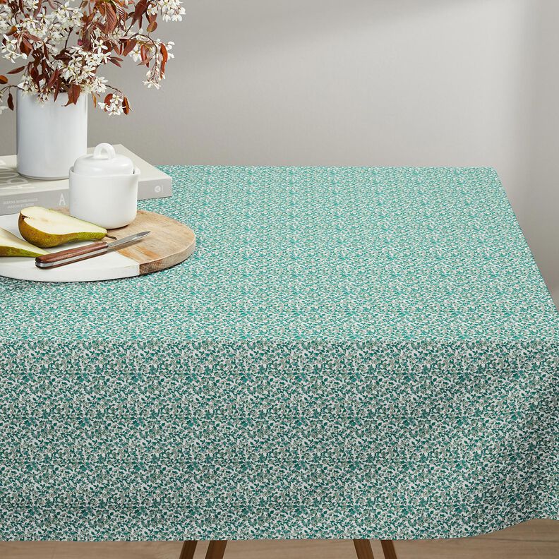 Tecido de algodão Cretone Inúmeras florzinhas – azul petróleo/branco,  image number 6